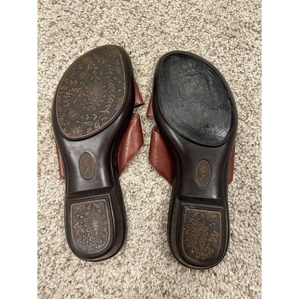 Vintage Söfft Leather Comfort Slide Sandals Size 8.5